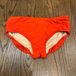 Lands End Solid Orange Bikini Bottom Mid Rise Size 8 Brief Banded Waist
